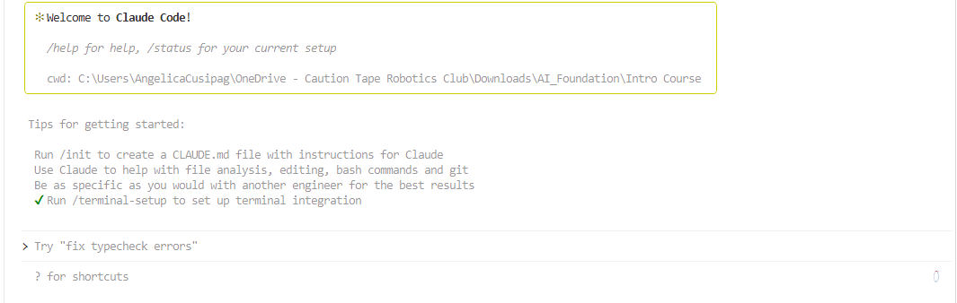 Claude Code welcome page