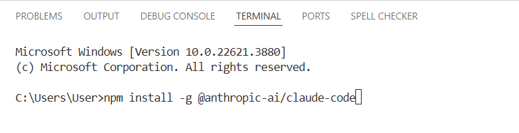 Terminal install command