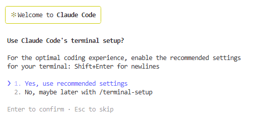 Confirm recommended settings