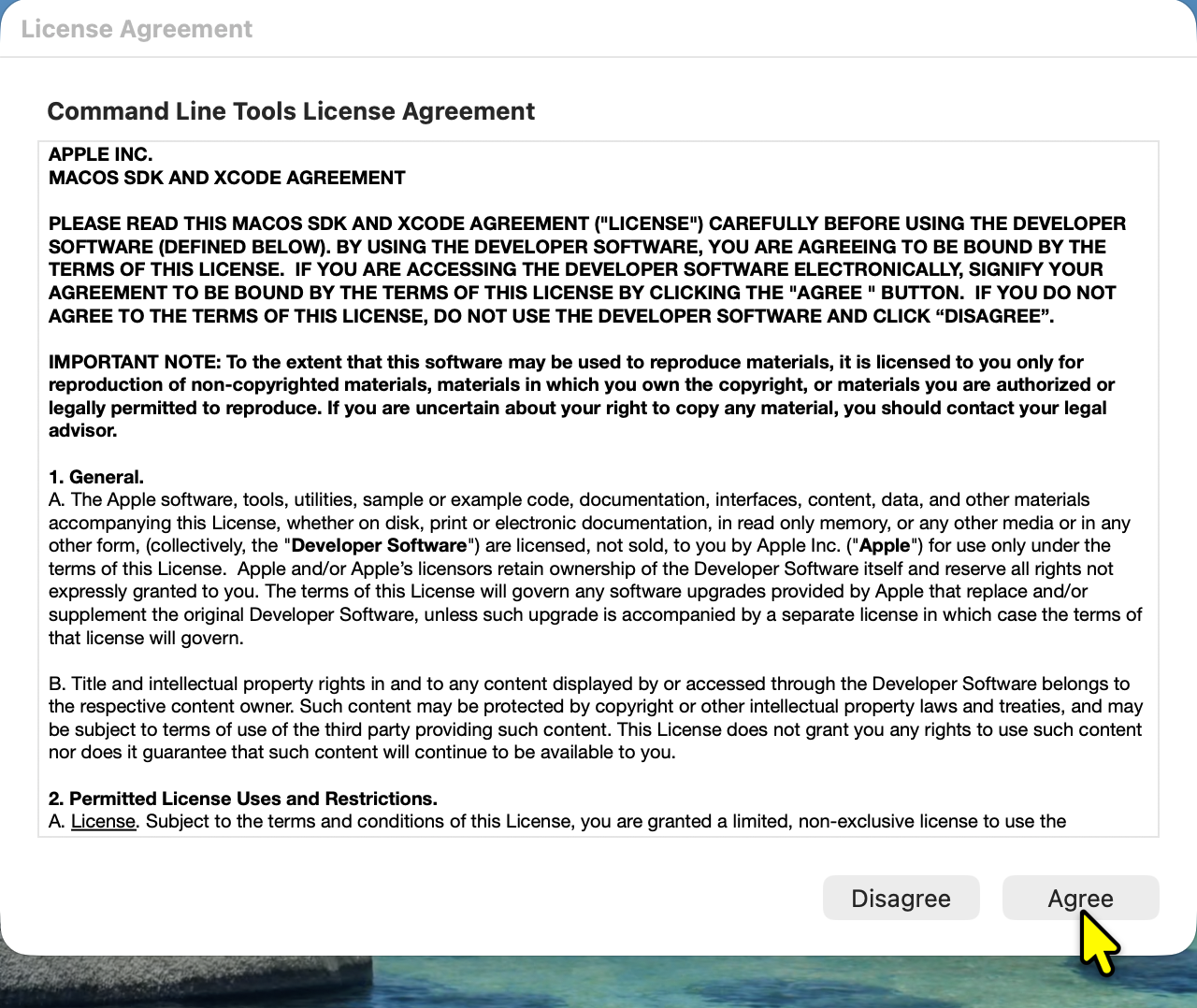 Click Agree to continue installation
