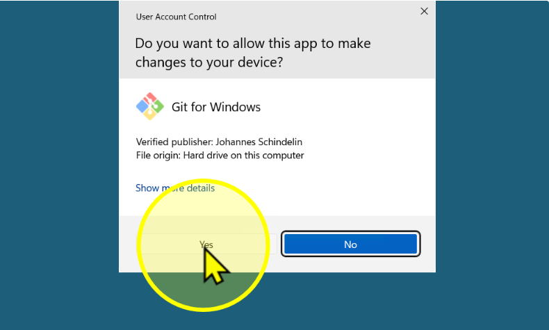 Select Yes in prompt
