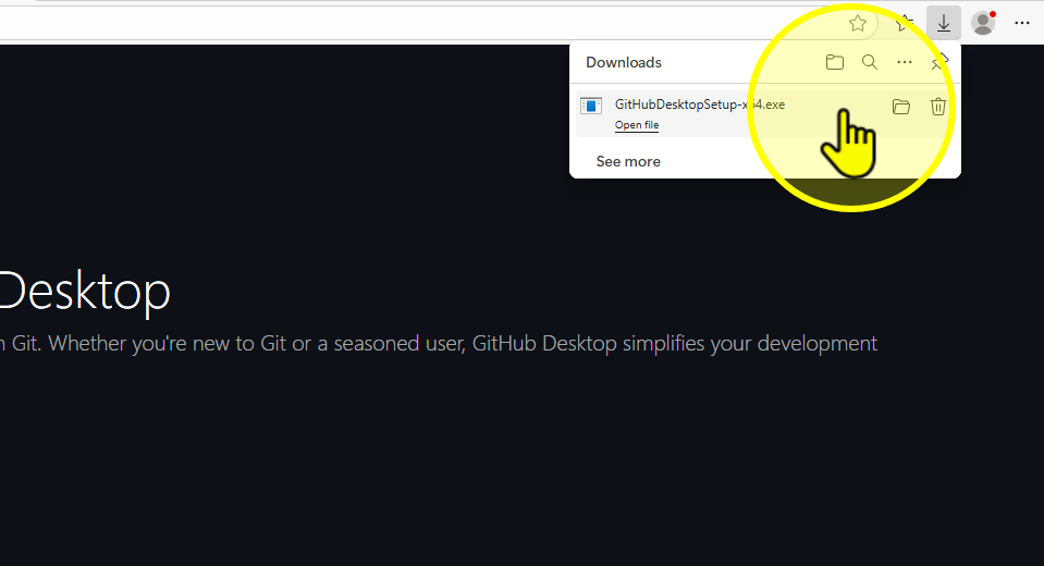 Open GitHub Desktop installer