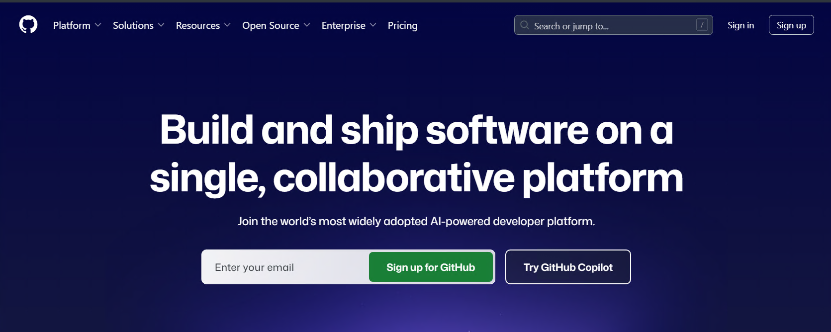 GitHub homepage