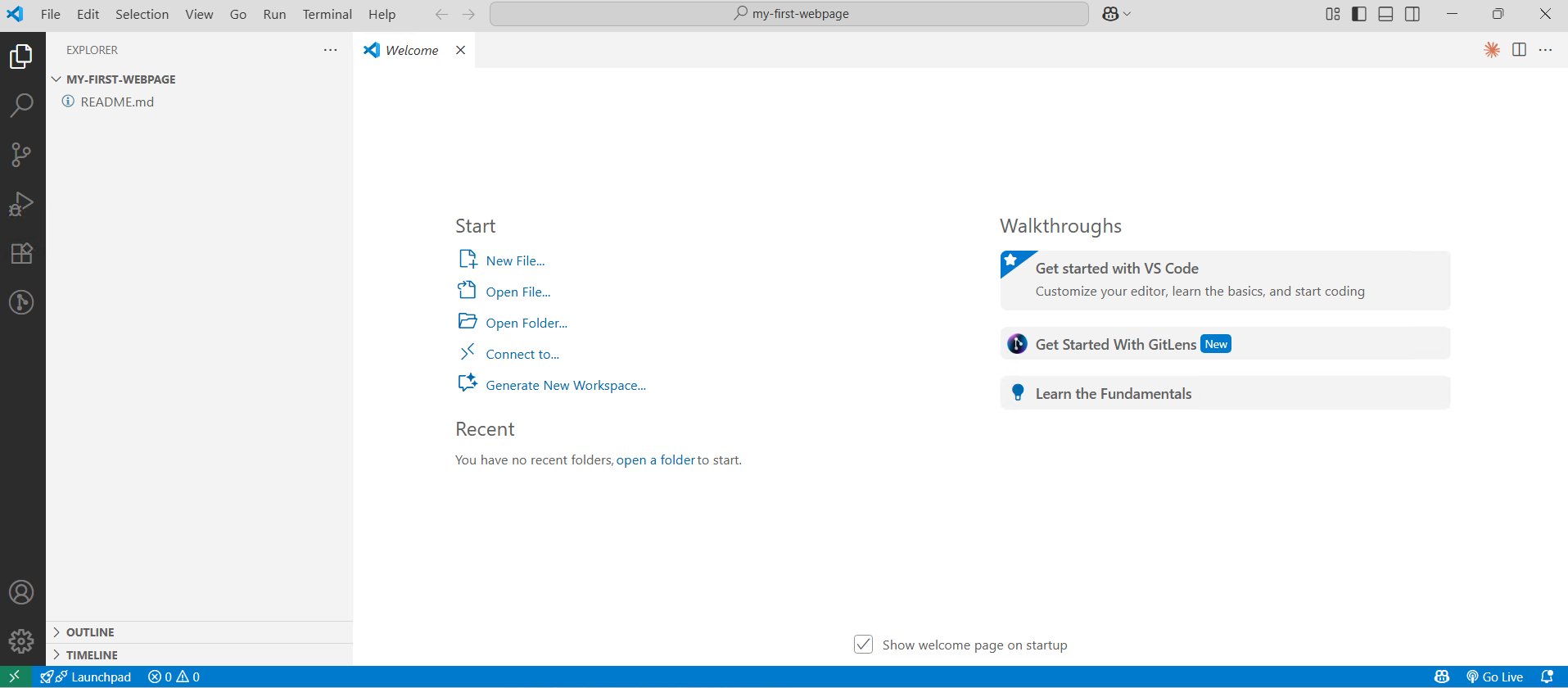 Project opened in VS Code