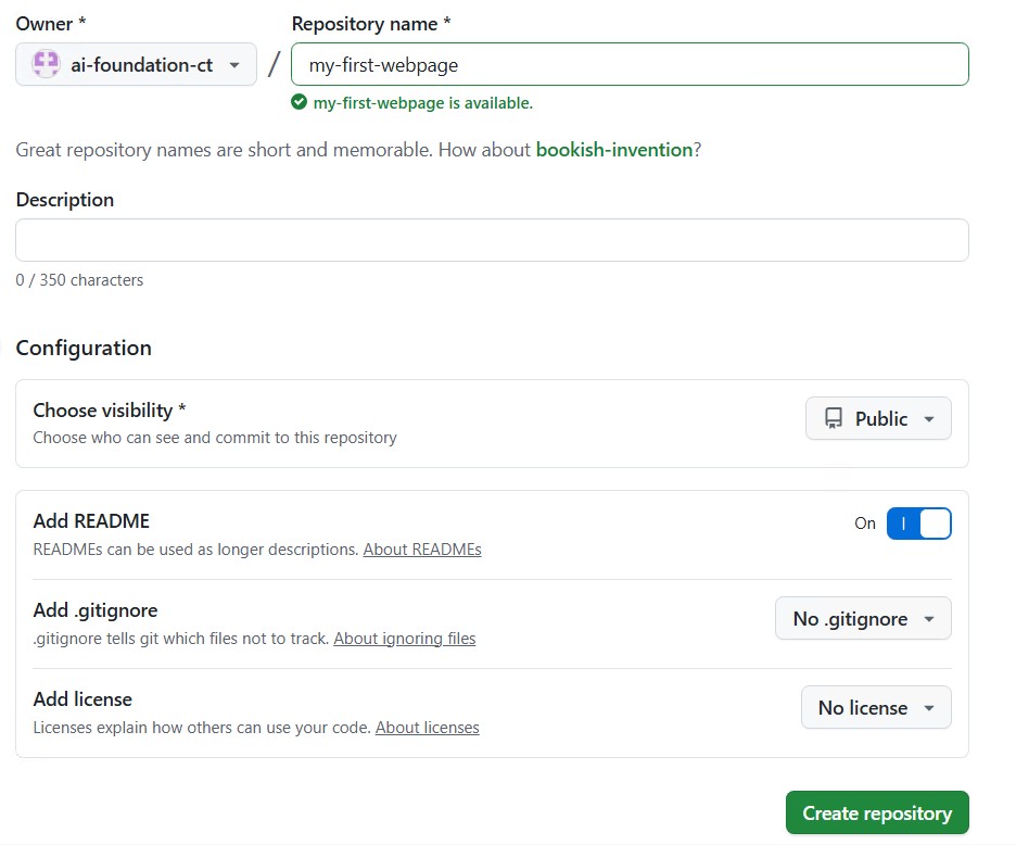 Repository information form