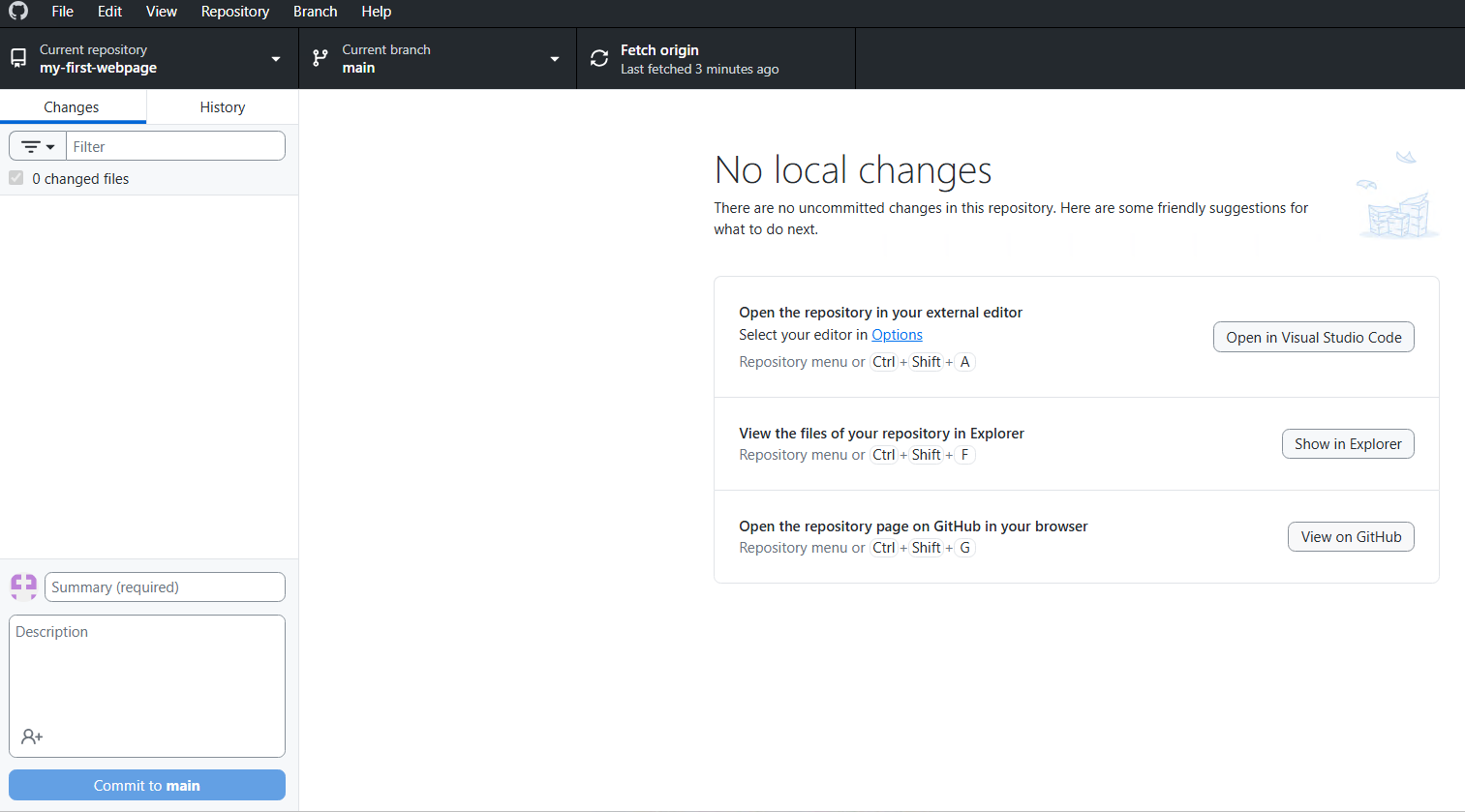 Repository page after clone