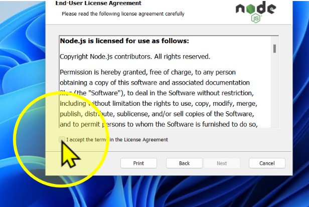 Accept license agreement