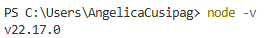 Check Node.js version in terminal