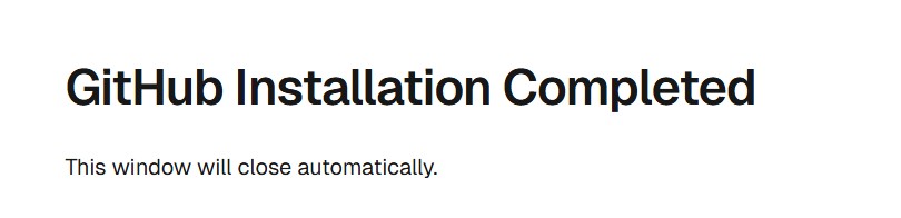 GitHub installation completed message