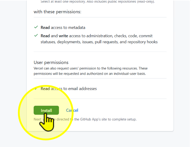 GitHub install confirmation