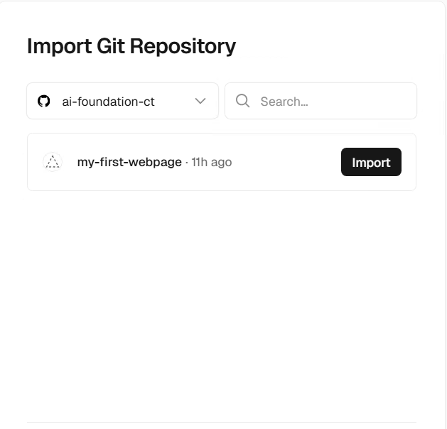 Project list in Vercel