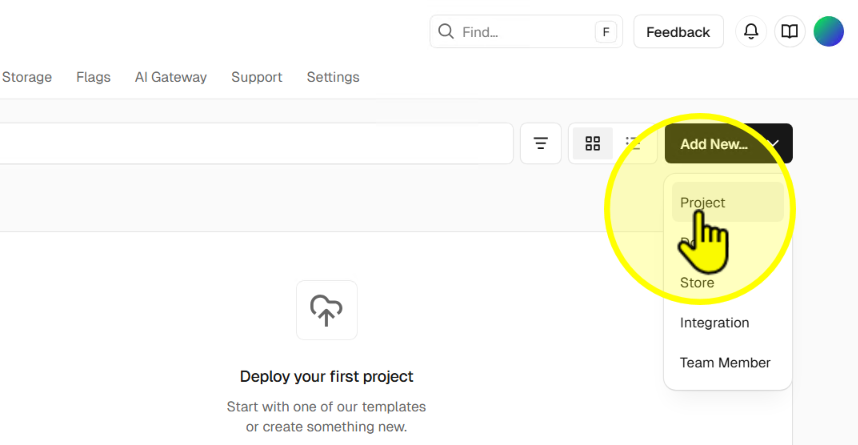 Select Project option