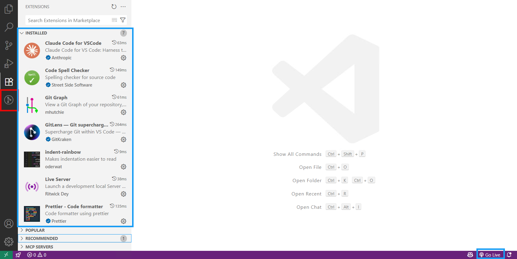Verify installed extensions list